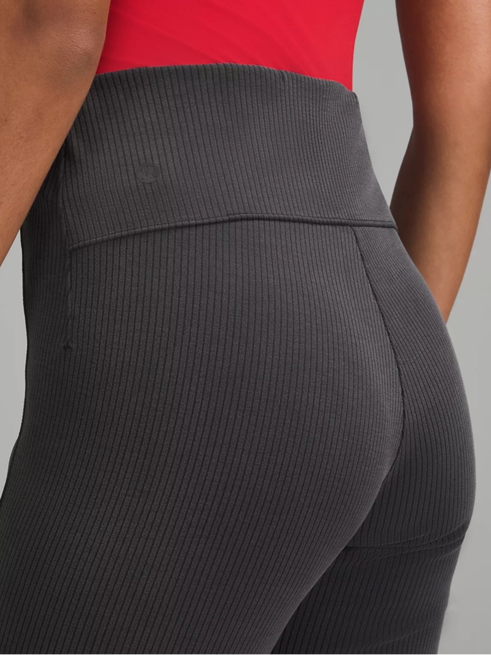 Lululemon Black Charcoal Ribbed Softstreme Flared Pant - Picture 9 of 10